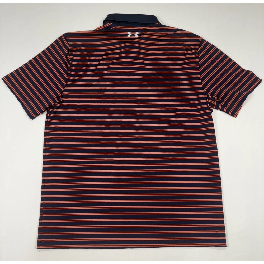 NWT Under Armour Men Polo Shirt M Blue/Orange Loose Logo Performance Golf - Picture 4 of 6